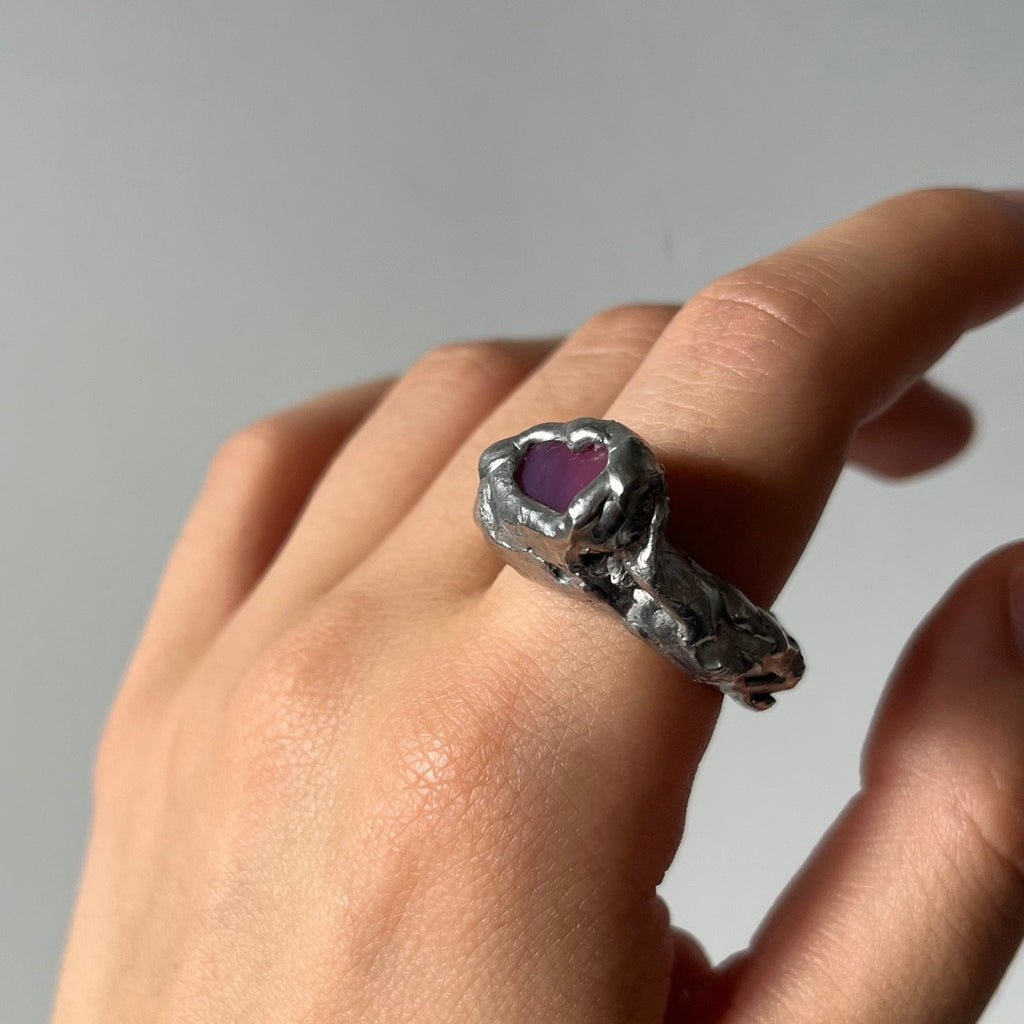 anillo plateado hecho a mano en Madrid