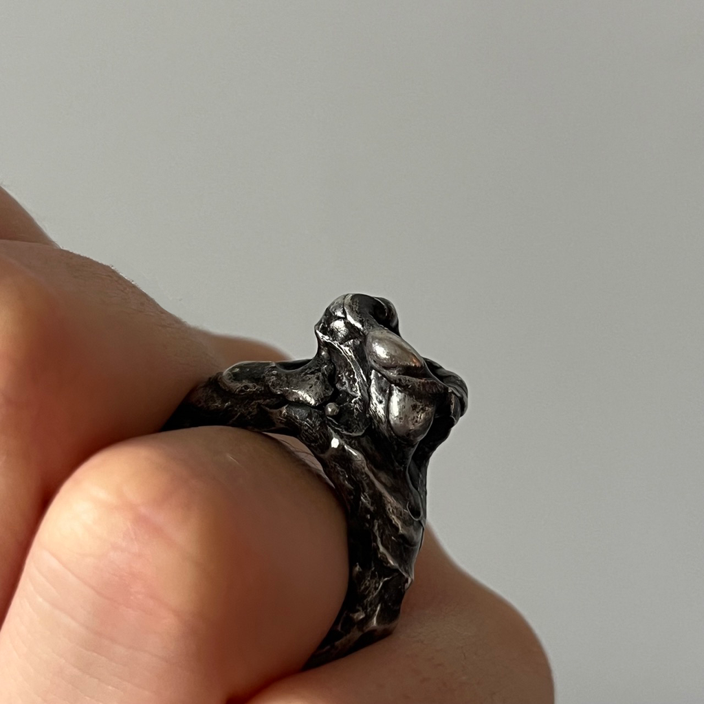 anillo hecho a mano plata vieja