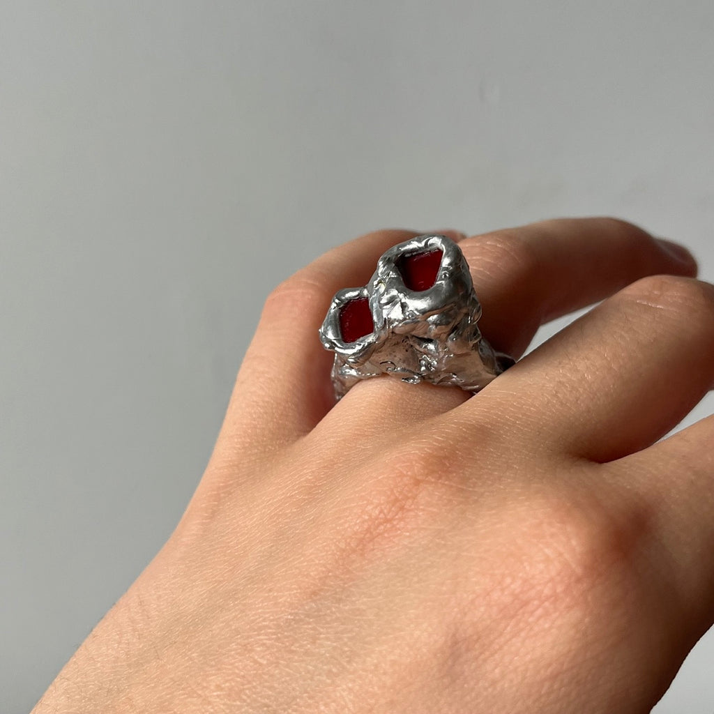 anillo artesanal plateado 