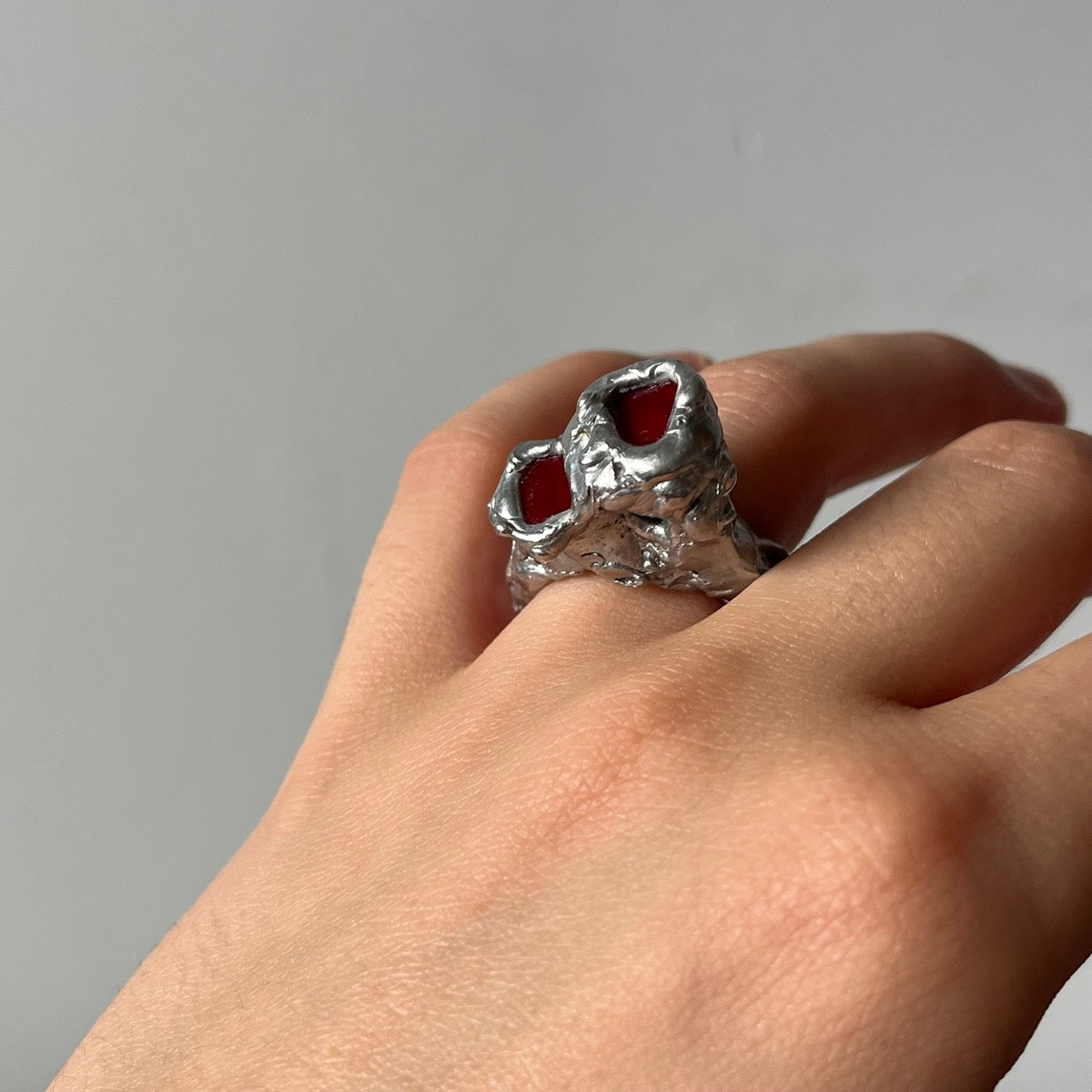 anillo artesanal plateado 