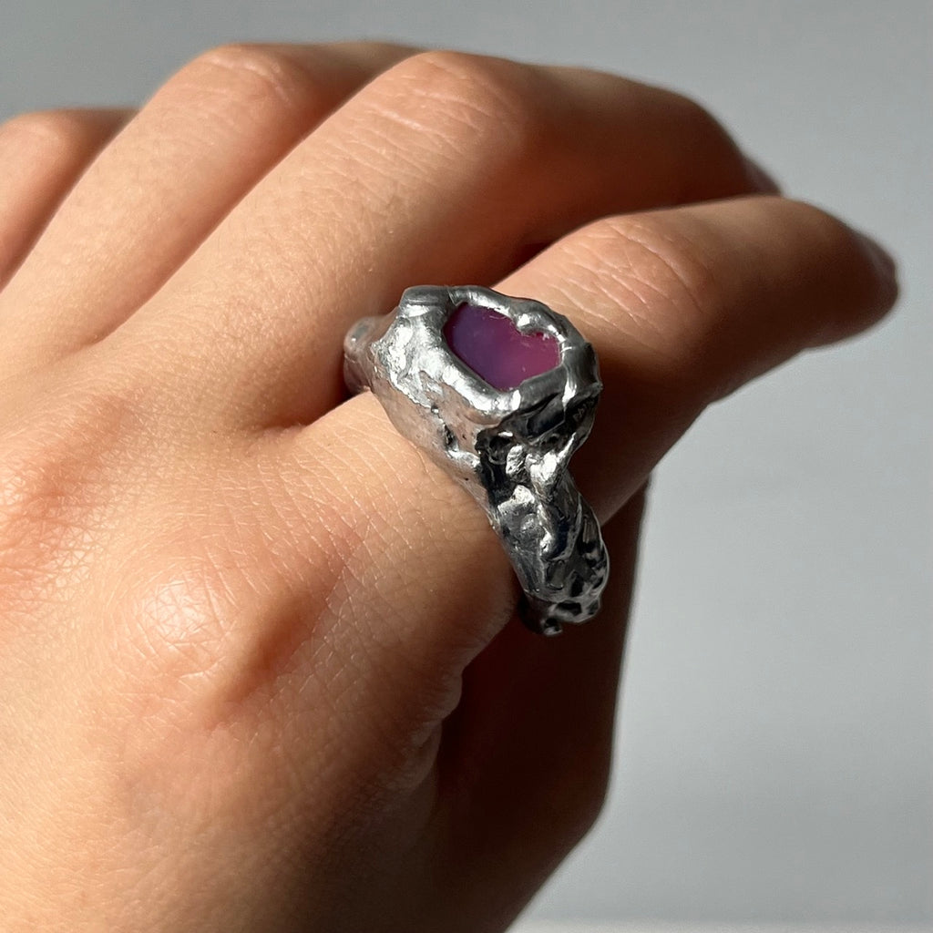 anillo plateado artesanal