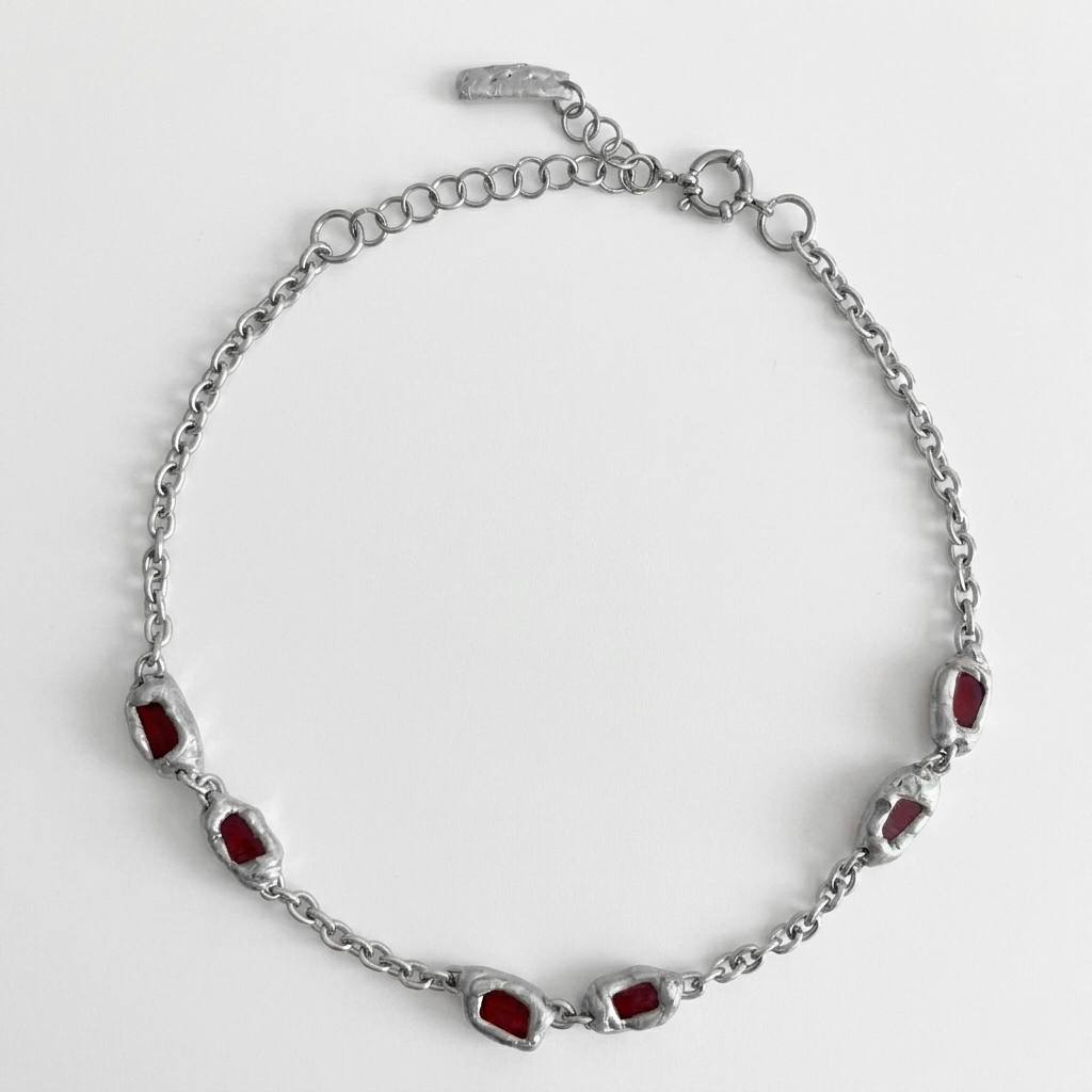collar cadena plateada hombre