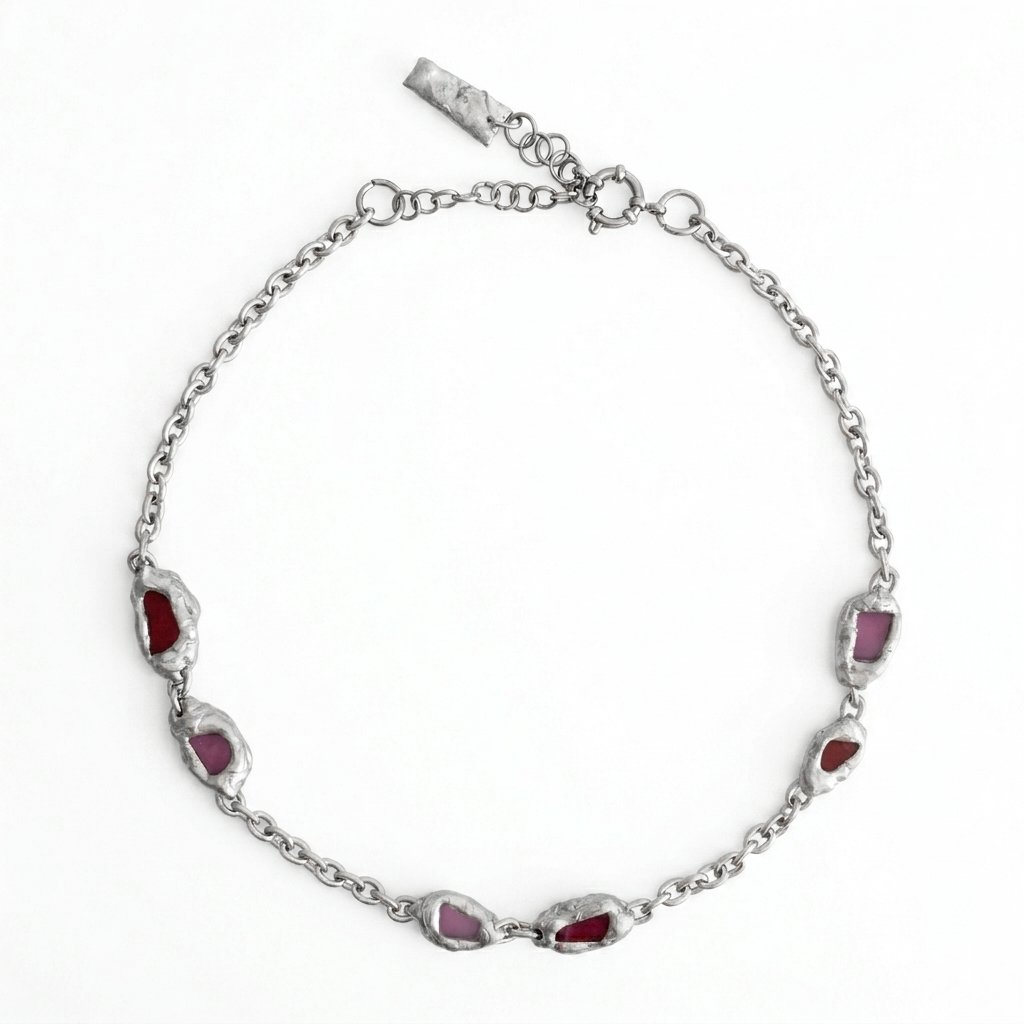collar plateado hecho a mano