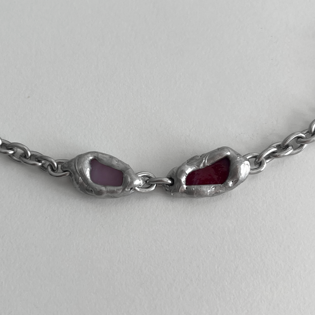 collar artesanal cadena plateada